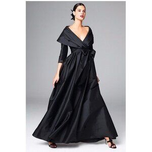 Adrianna Papell STUNNING Black Taffeta Wrap Ball Gown-NWT Sz 12